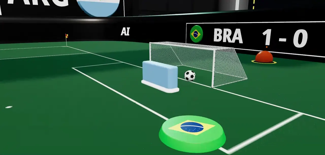 De herhaling van het doelpunt van Brazilië: de bal in het net, 1-0 op de lichtkrant